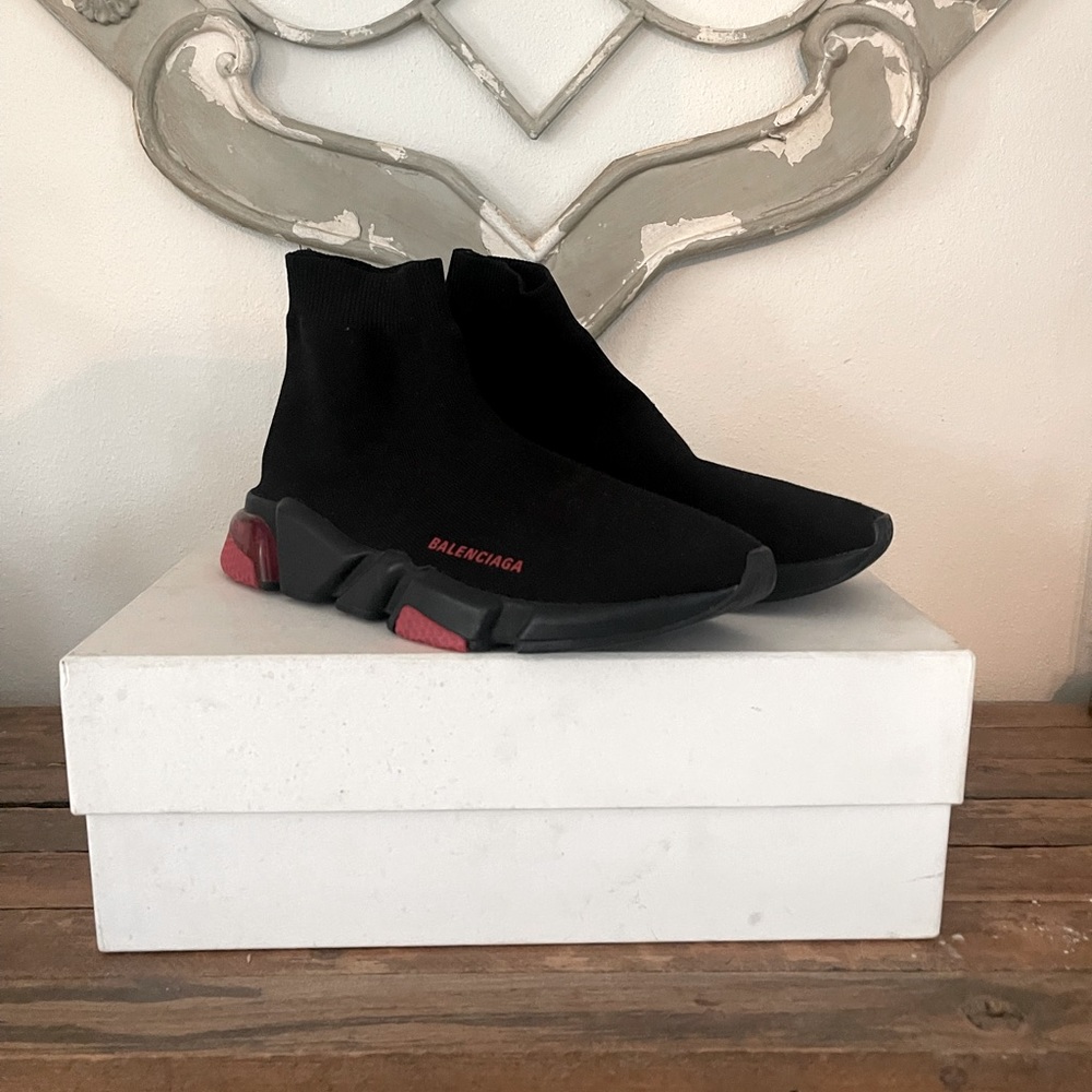 •   Balenciaga Speed Trainer High Top Sock Sneakers